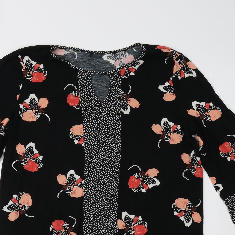 George Womens Black Floral  Tunic Blouse Size 12