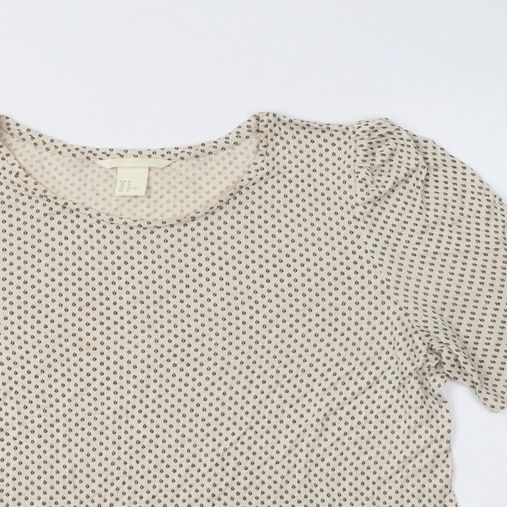 H&M Womens Beige Geometric  Basic Blouse Size M