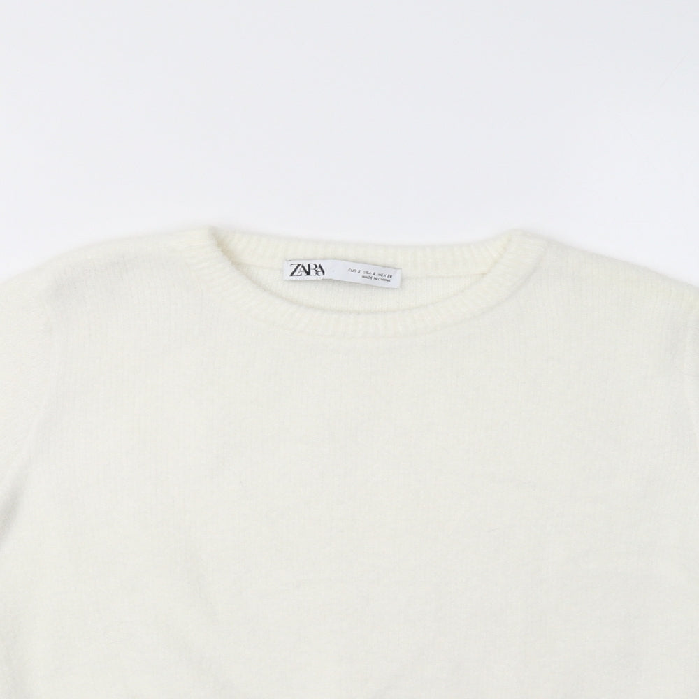 Zara Womens White   Pullover Jumper Size S