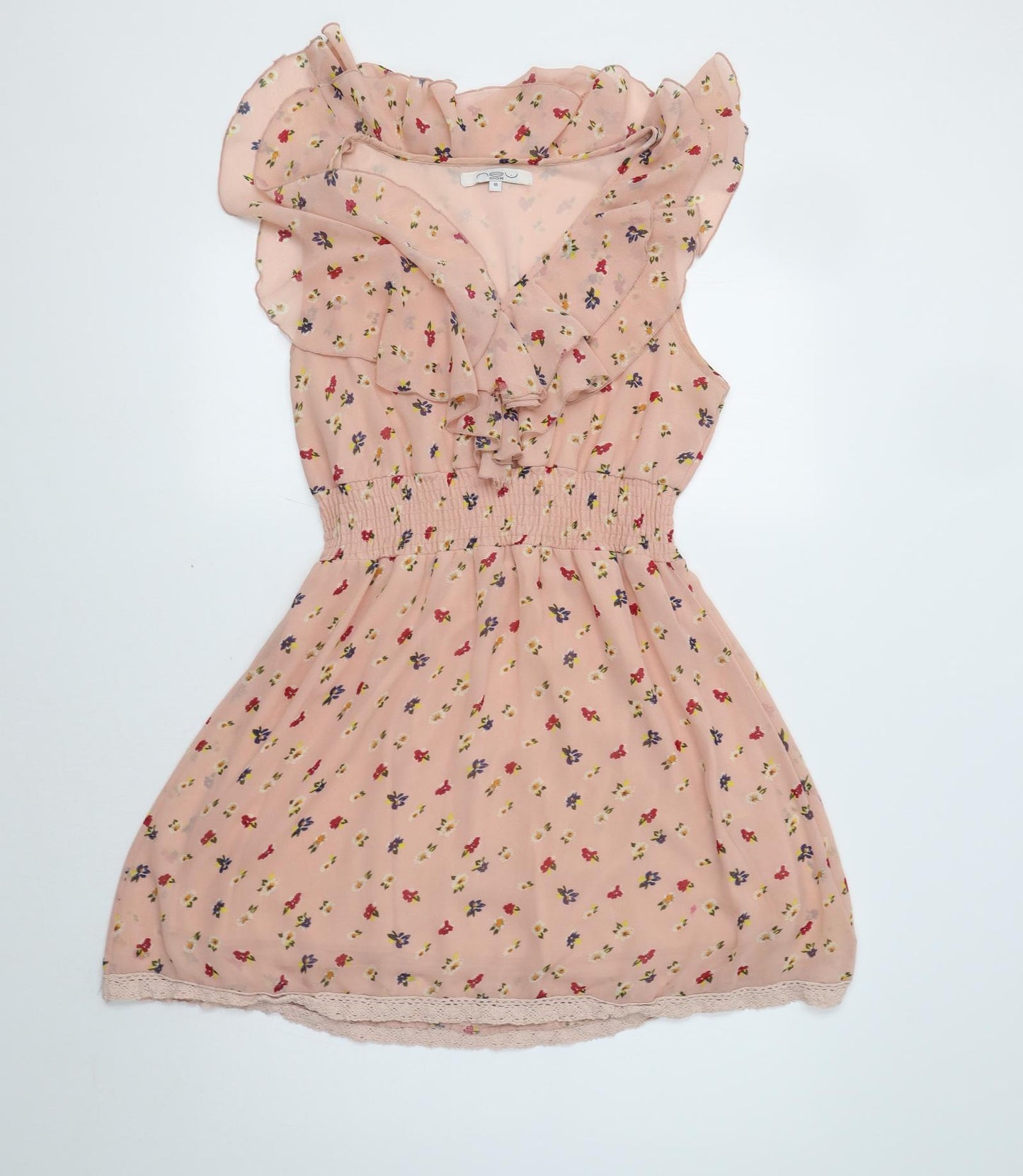 New Look Womens Pink Floral  Fit & Flare  Size 10