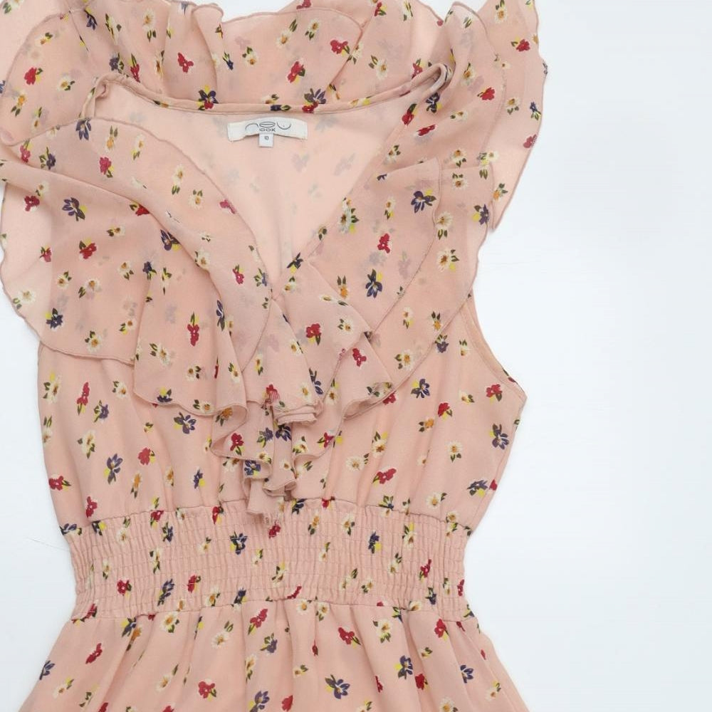 New Look Womens Pink Floral  Fit & Flare  Size 10