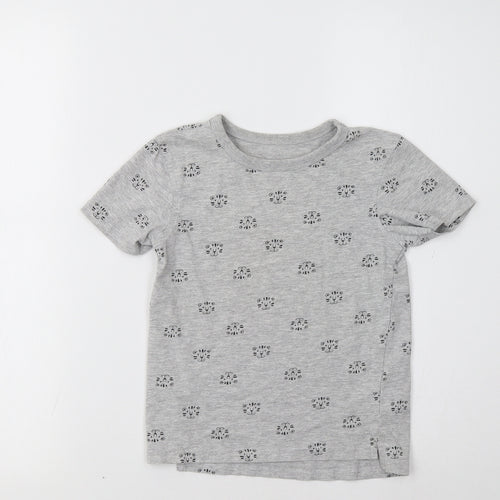 George Girls Grey   Basic T-Shirt Size 5-6 Years  - Cat Print