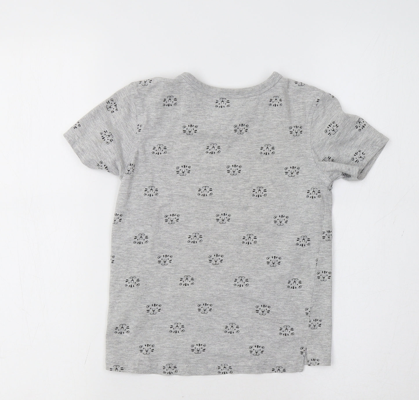 George Girls Grey   Basic T-Shirt Size 5-6 Years  - Cat Print