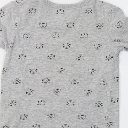George Girls Grey   Basic T-Shirt Size 5-6 Years  - Cat Print
