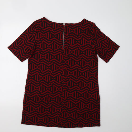 Wallis Womens Red Geometric  Tunic Blouse Size M