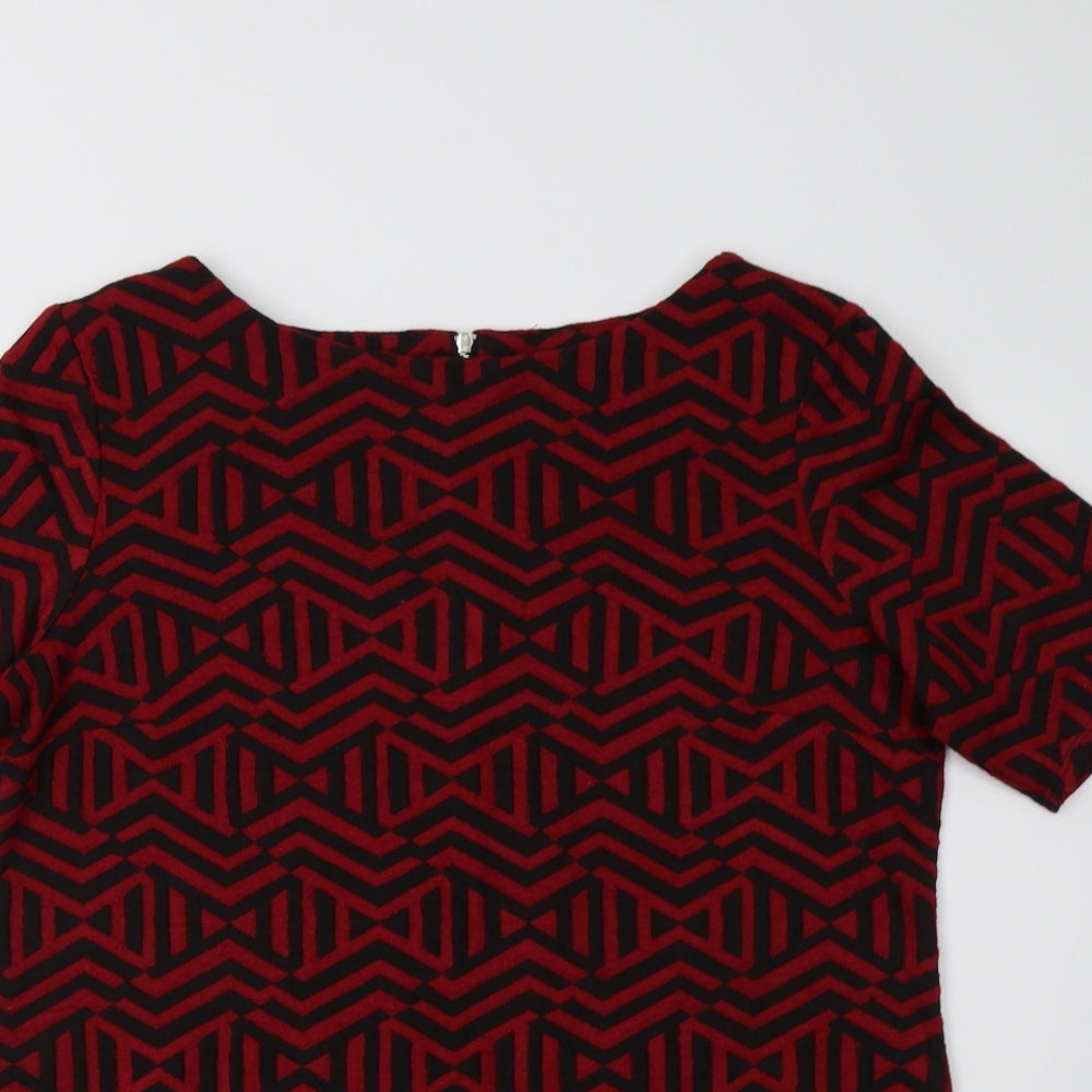 Wallis Womens Red Geometric  Tunic Blouse Size M