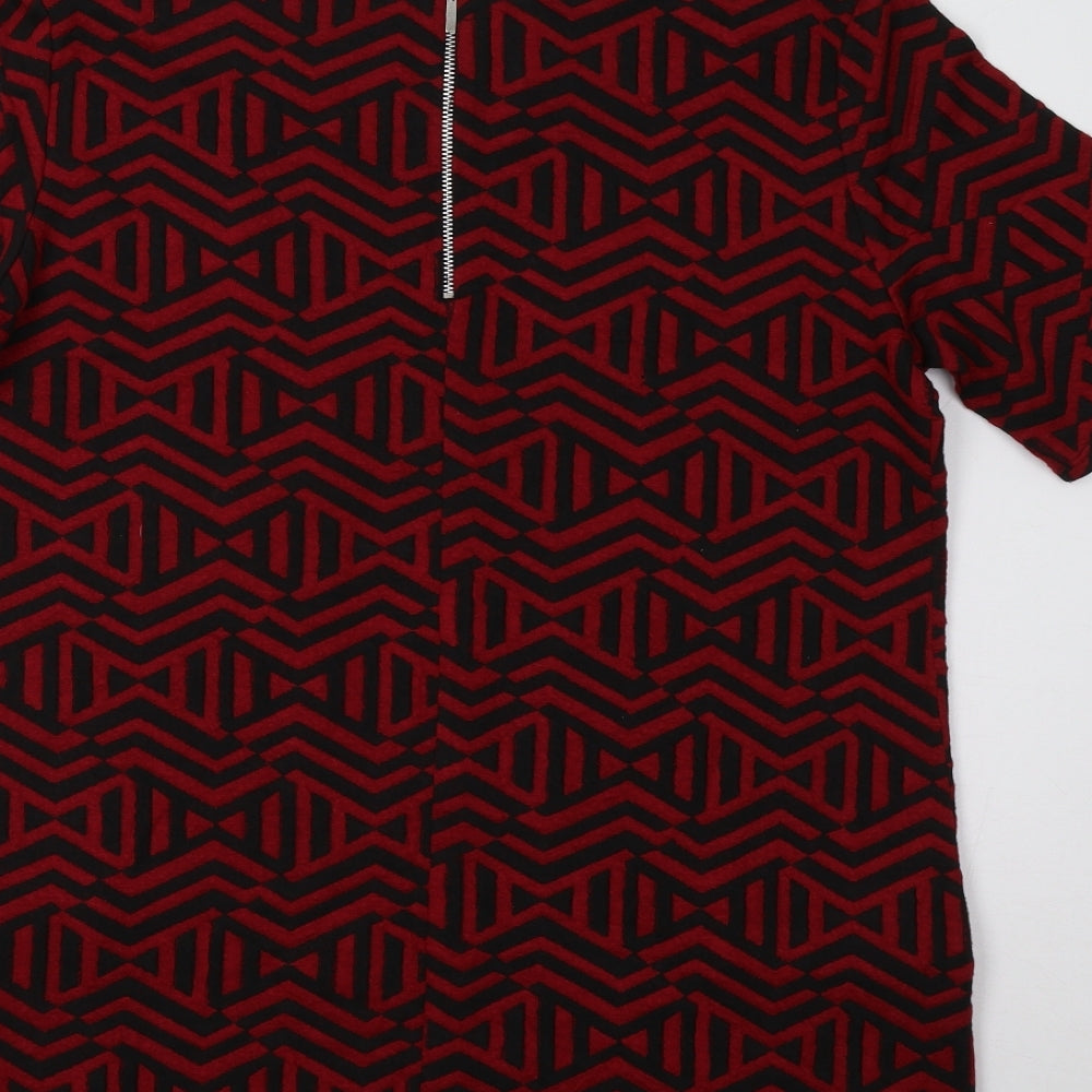 Wallis Womens Red Geometric  Tunic Blouse Size M