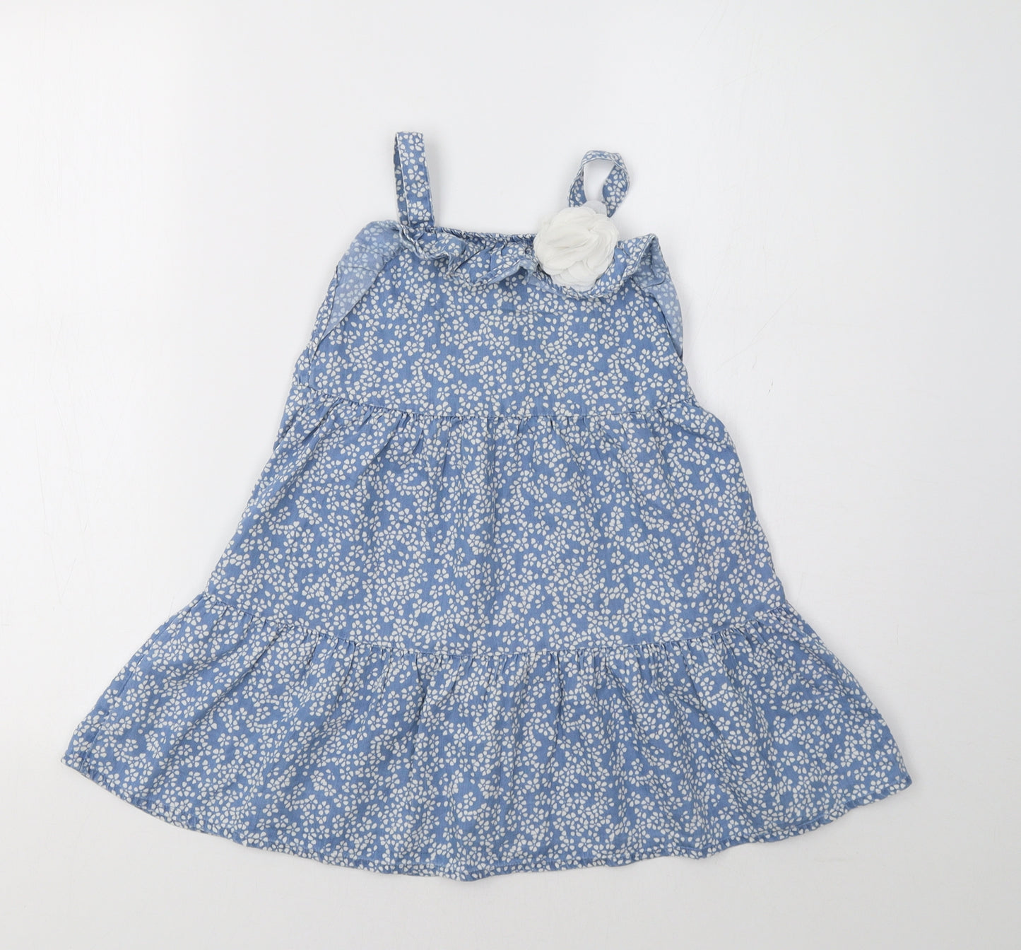 George Girls Blue Floral  A-Line  Size 4-5 Years  - Flower Detail
