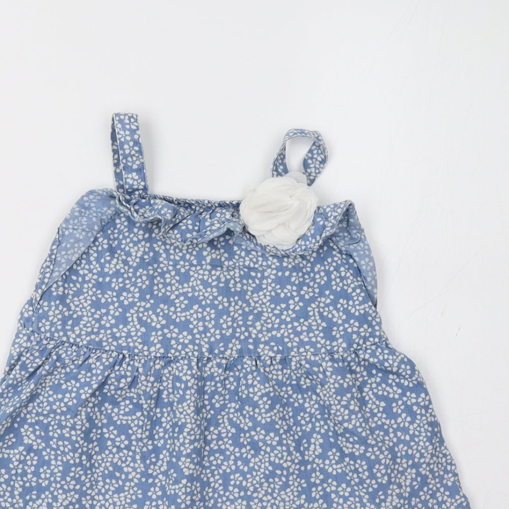 George Girls Blue Floral  A-Line  Size 4-5 Years  - Flower Detail