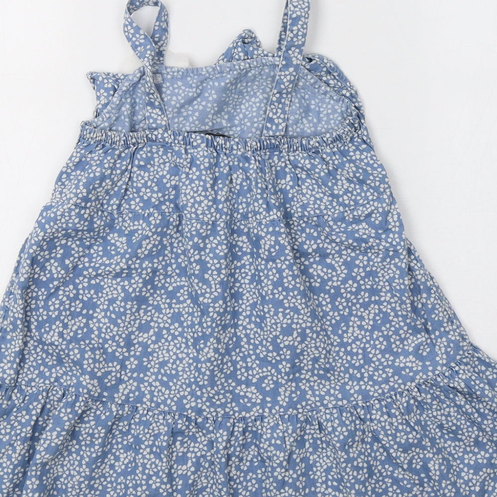George Girls Blue Floral  A-Line  Size 4-5 Years  - Flower Detail