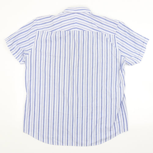 Thomas Nash Mens Blue Striped   Button-Up Size L