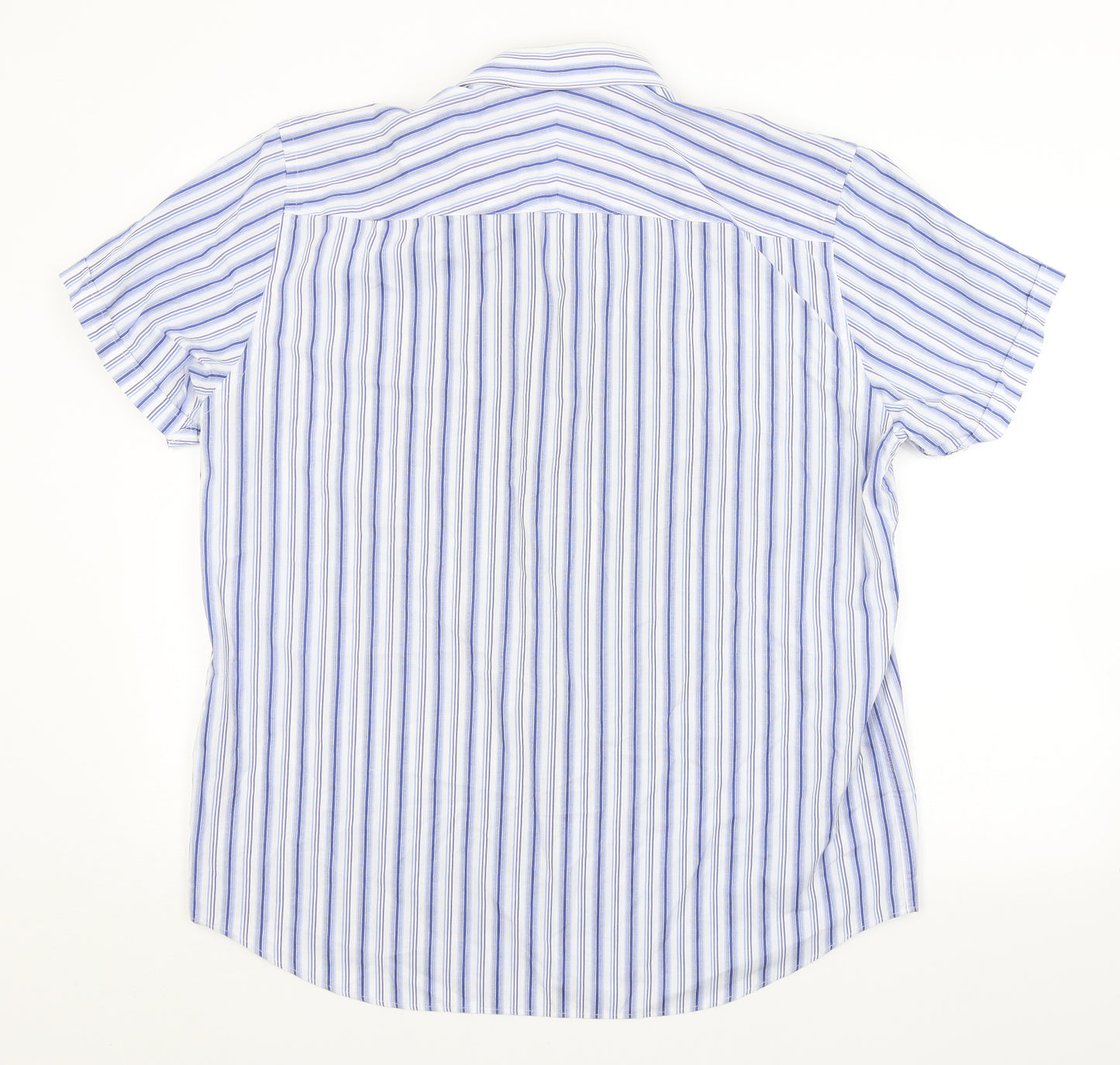 Thomas Nash Mens Blue Striped   Button-Up Size L