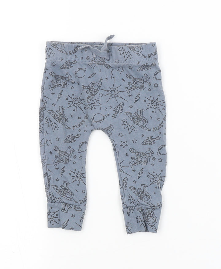 George Baby Blue Geometric Jogger Trousers Size 3-6 Months