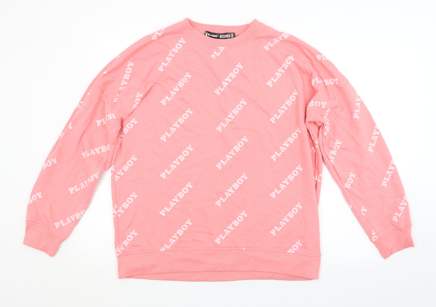 Missguided Womens Pink Striped  Pullover Sweatshirt Size 14  - PLAYBOY