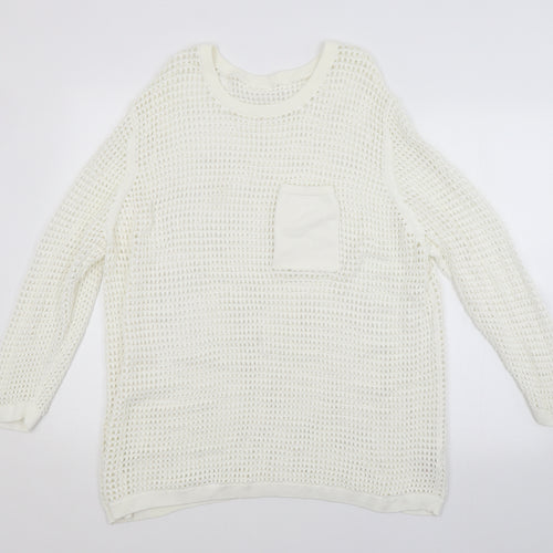 NEXT Womens White Check  Pullover Jumper Size XL