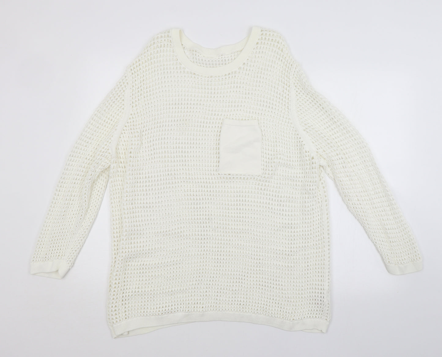 NEXT Womens White Check  Pullover Jumper Size XL