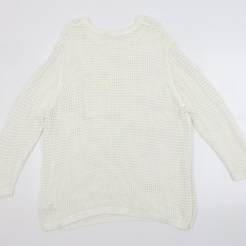 NEXT Womens White Check  Pullover Jumper Size XL