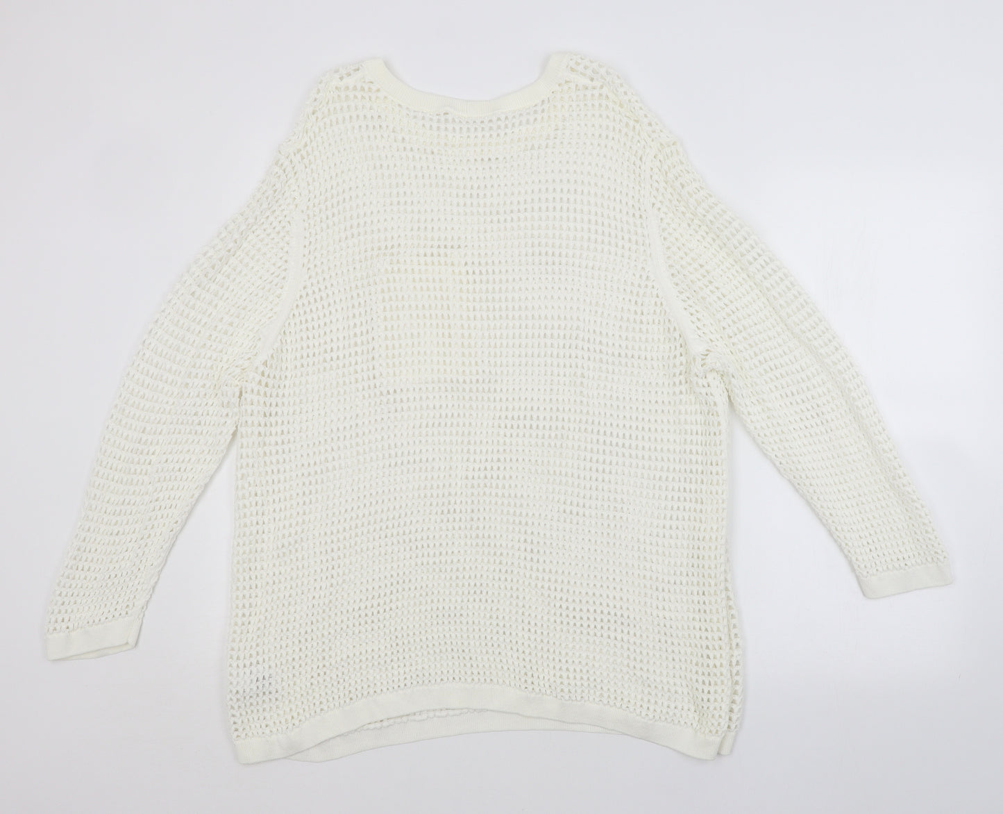 NEXT Womens White Check  Pullover Jumper Size XL