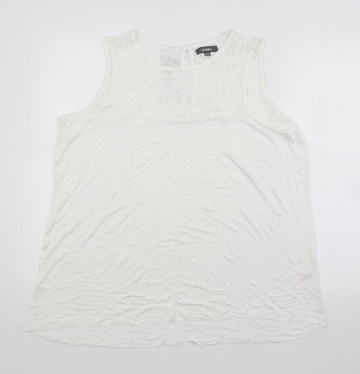 Studio Womens White Basic Blouse Size 16