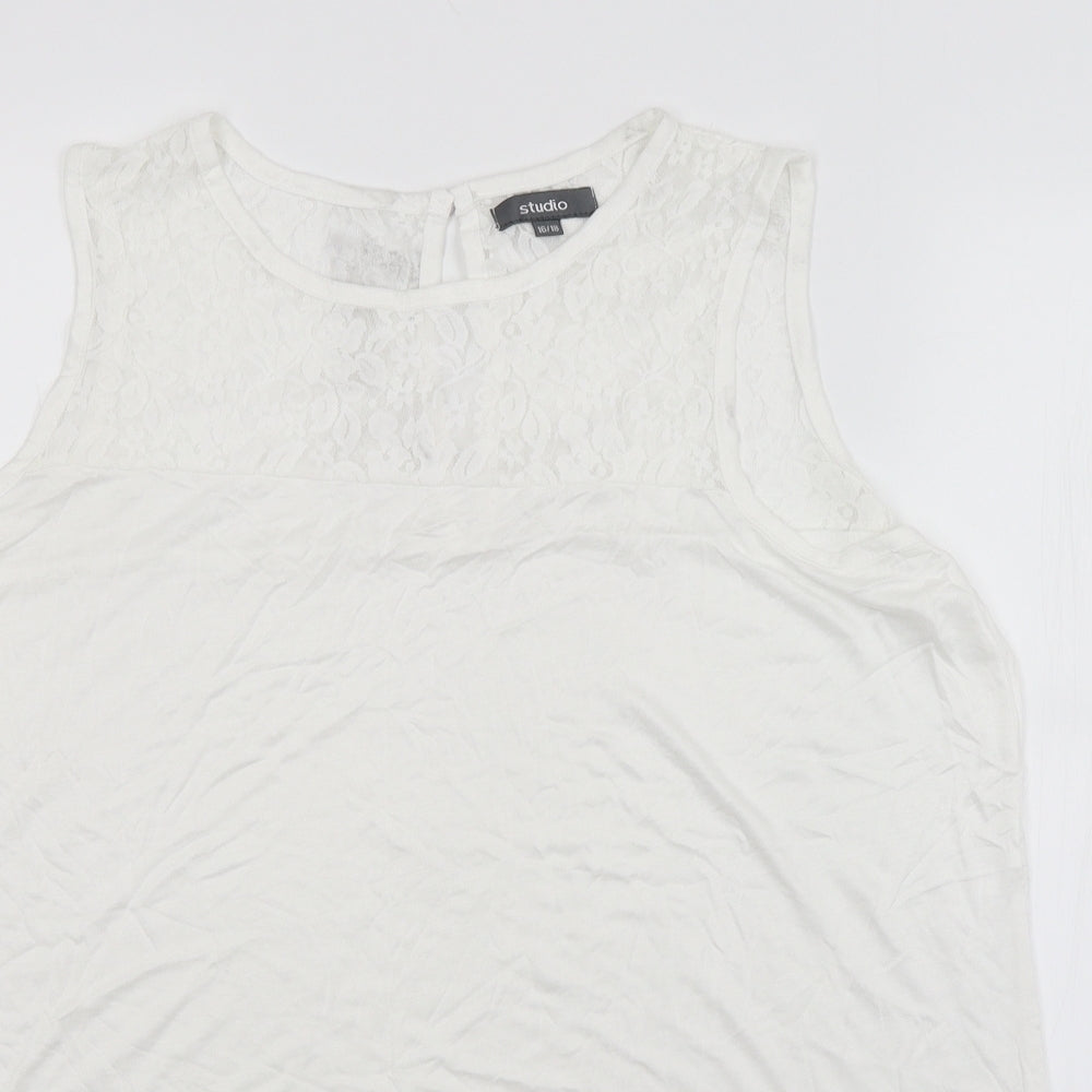 Studio Womens White   Basic Blouse Size 16