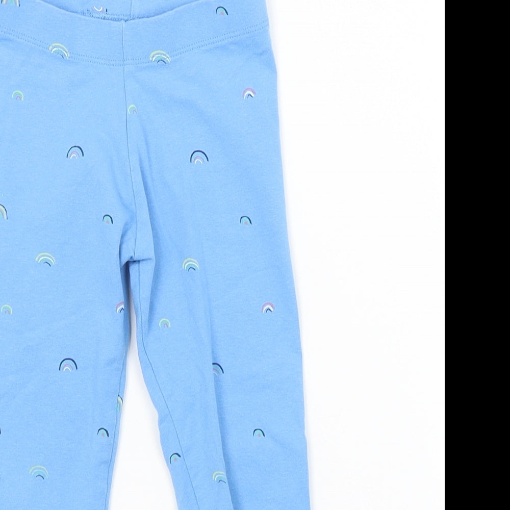 M&S Girls Blue Spotted  Jogger Trousers Size 2-3 Years