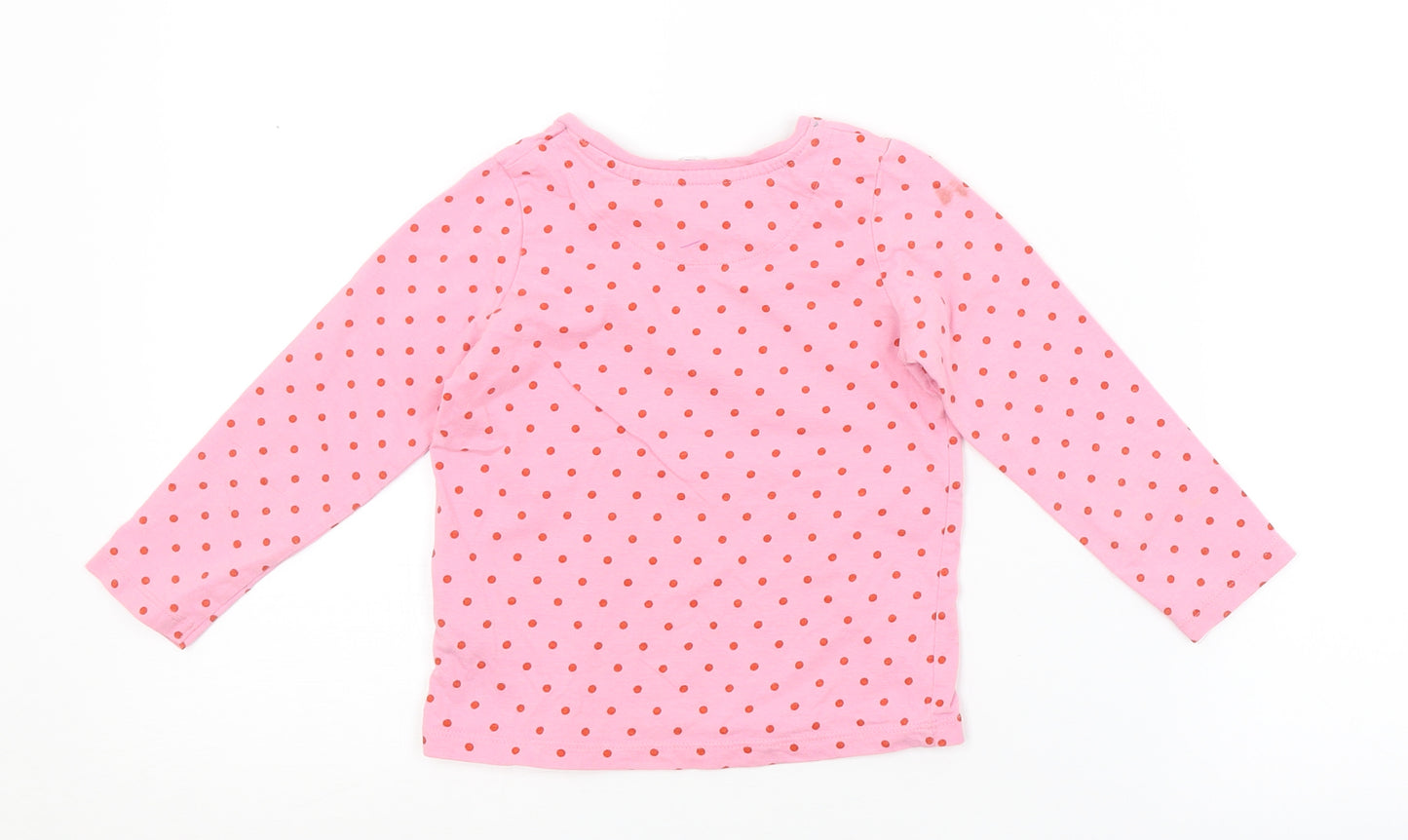 M&S Girls Pink Spotted  Basic T-Shirt Size 2-3 Years