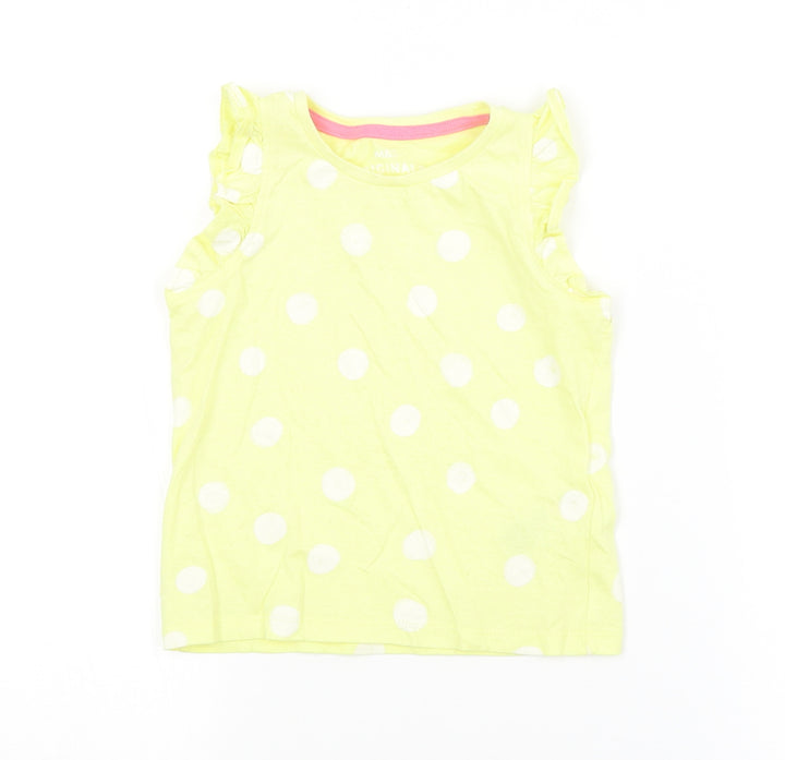 M&S Girls Yellow Spotted Basic Tank Size 2-3 Years