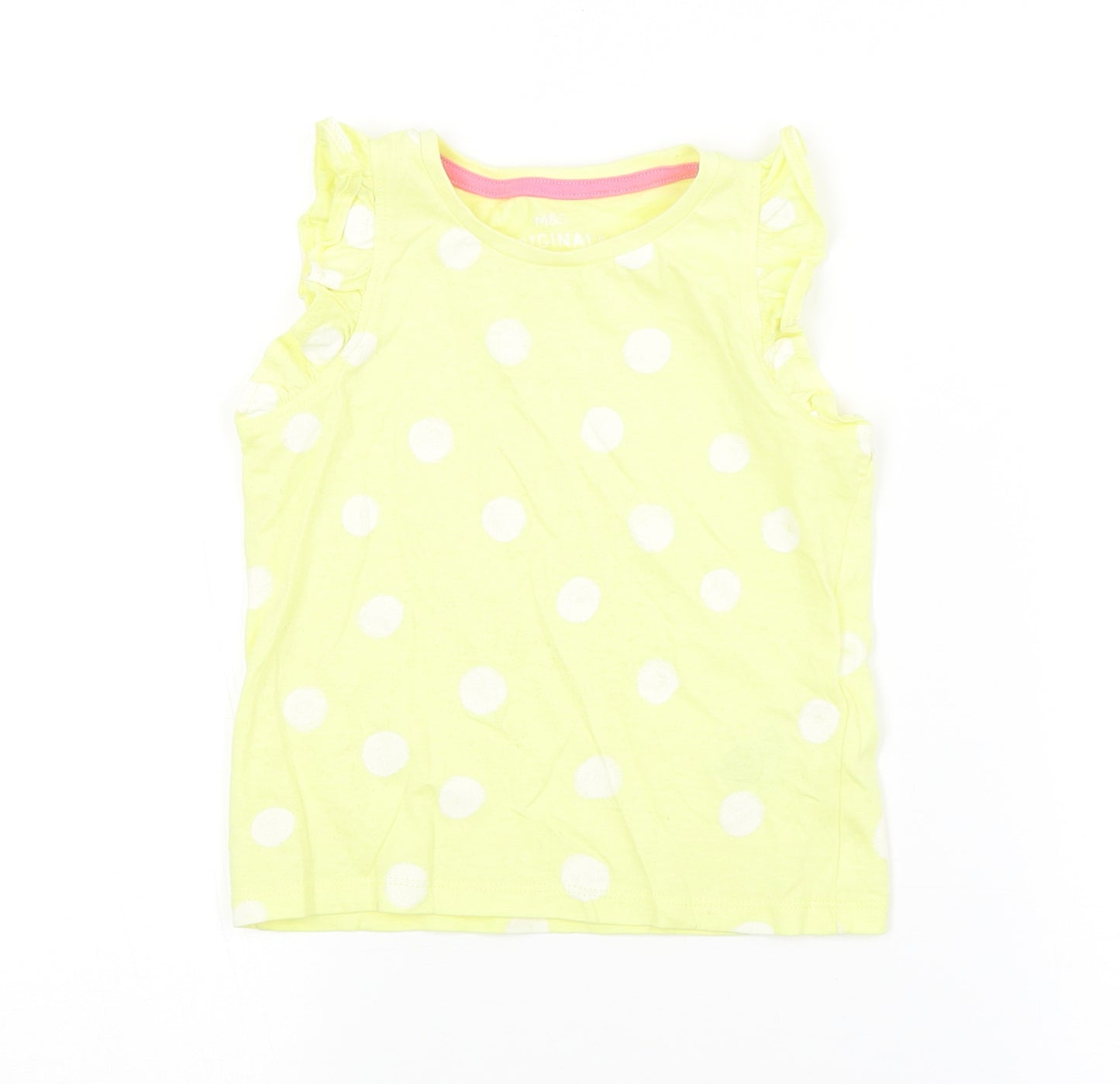 M&S Girls Yellow Spotted  Basic Tank Size 2-3 Years