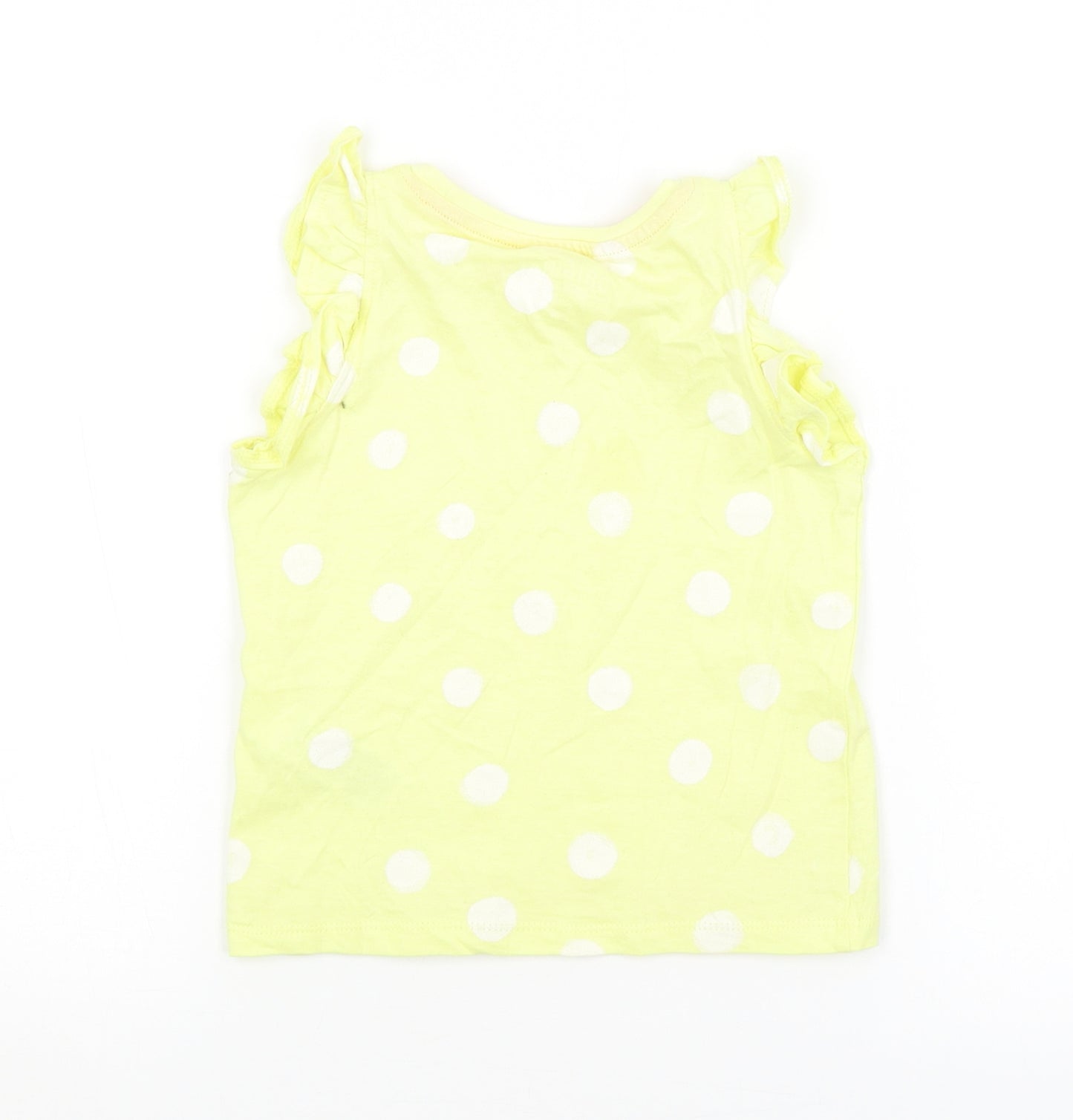 M&S Girls Yellow Spotted  Basic Tank Size 2-3 Years