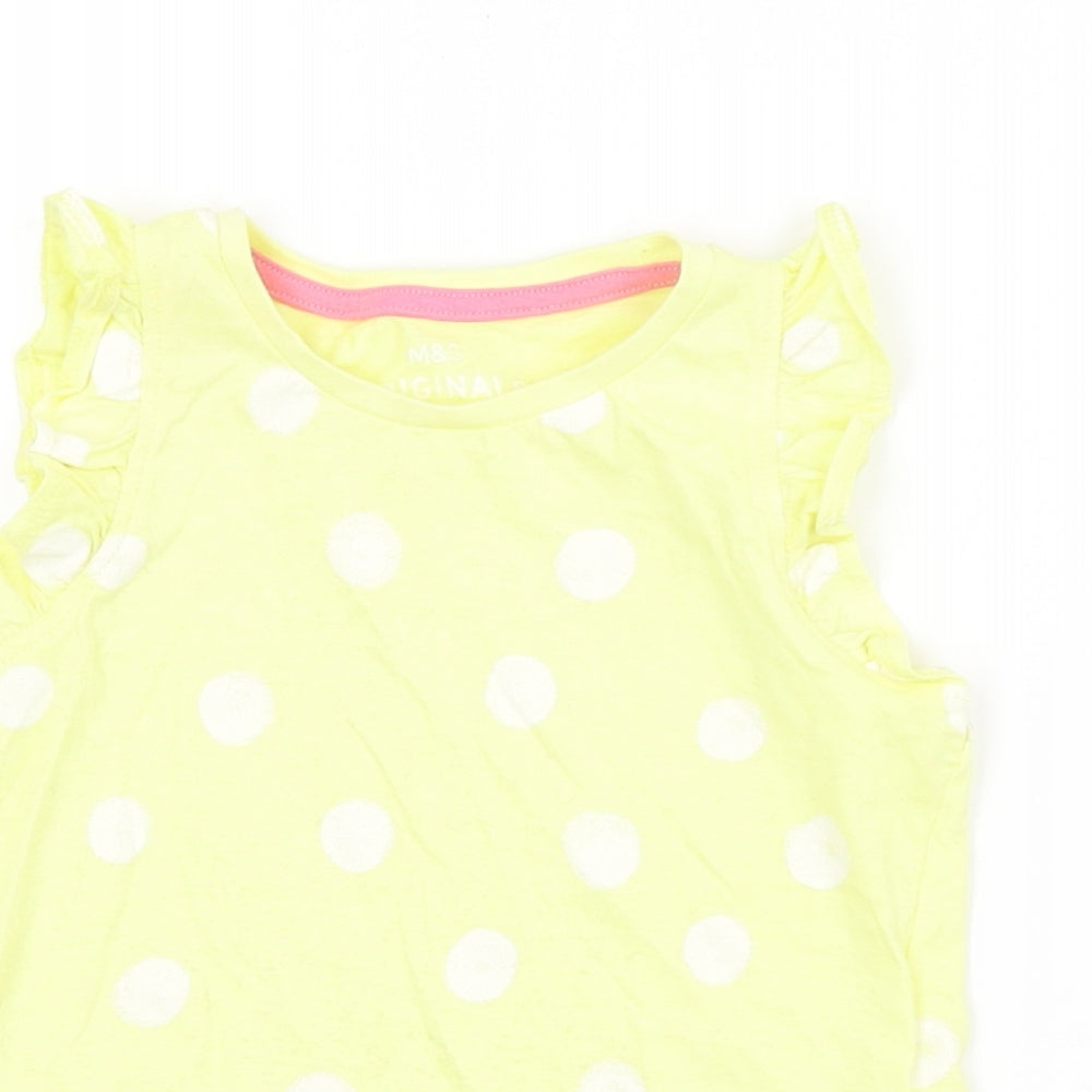 M&S Girls Yellow Spotted  Basic Tank Size 2-3 Years