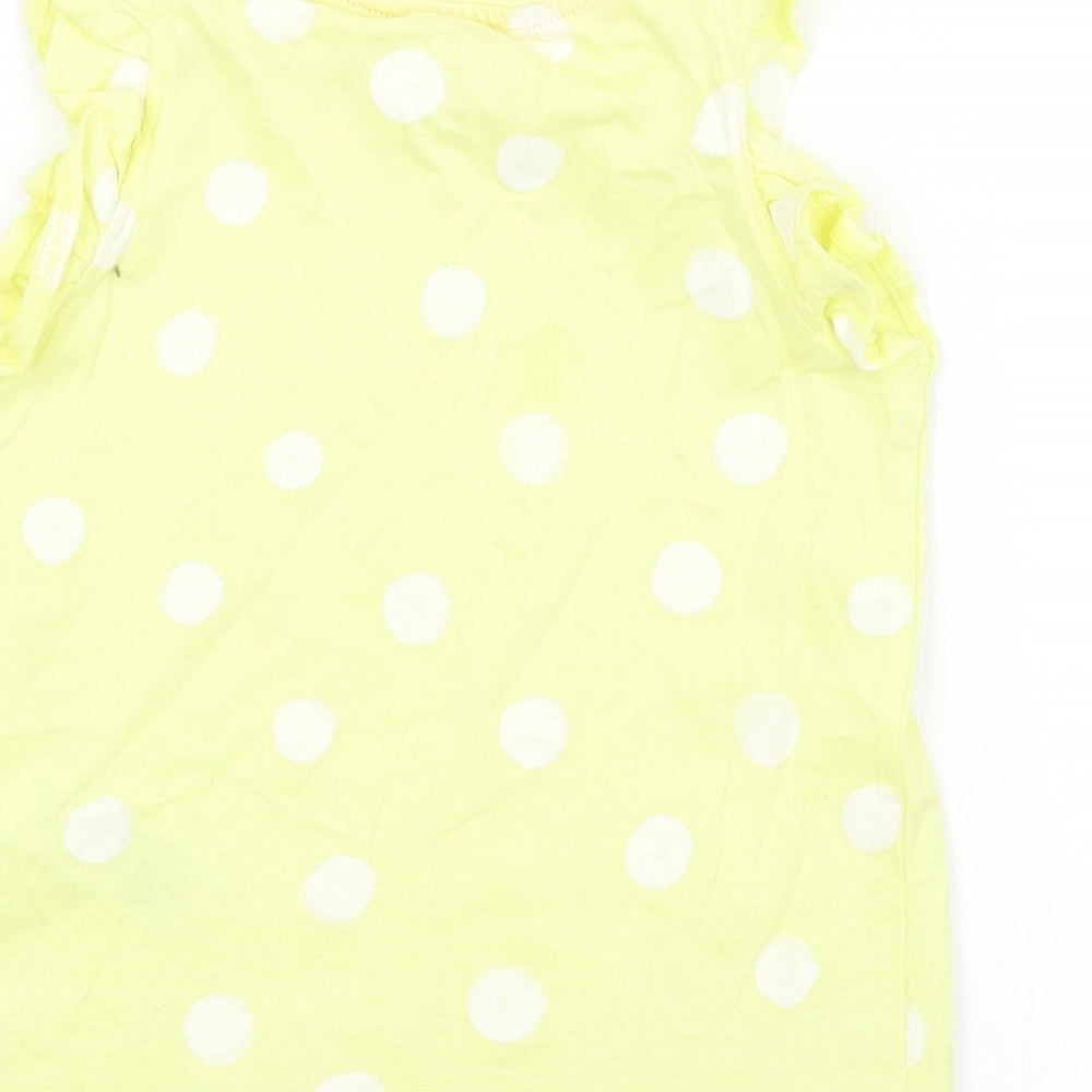 M&S Girls Yellow Spotted  Basic Tank Size 2-3 Years