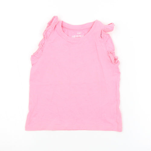M&S Girls Pink   Basic Tank Size 2-3 Years