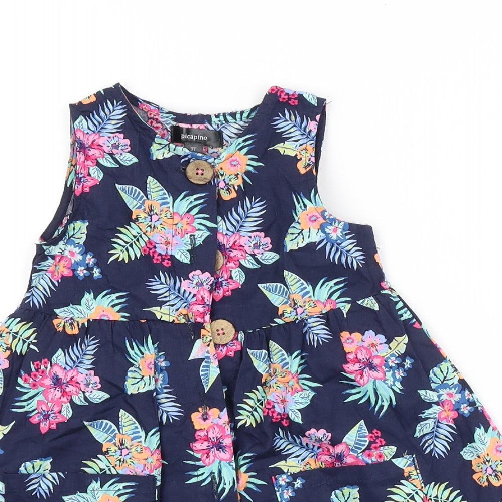 PICAPINO Girls Multicoloured Floral  A-Line  Size 3 Years