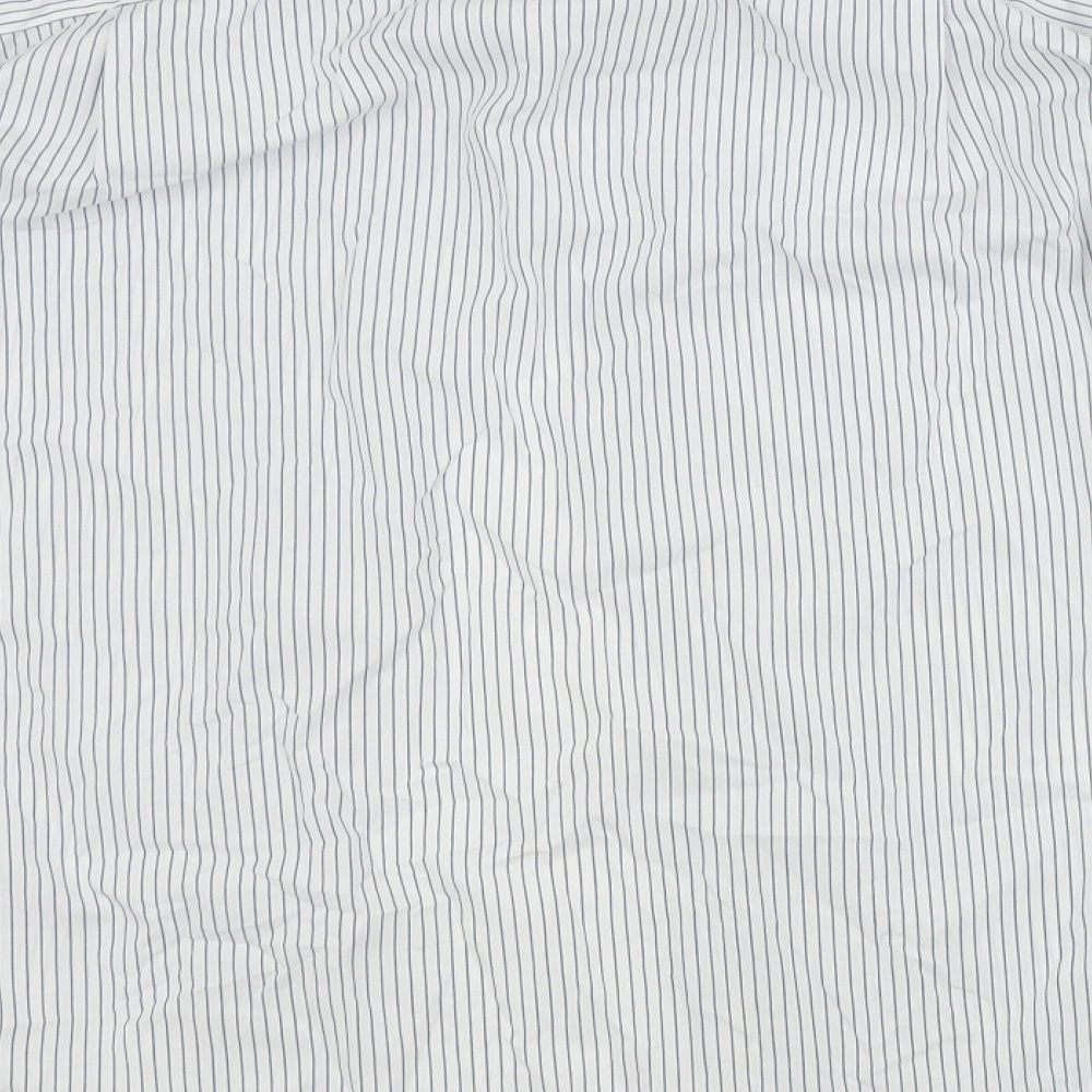 Van Heusen Mens White Striped   Dress Shirt Size 15.5