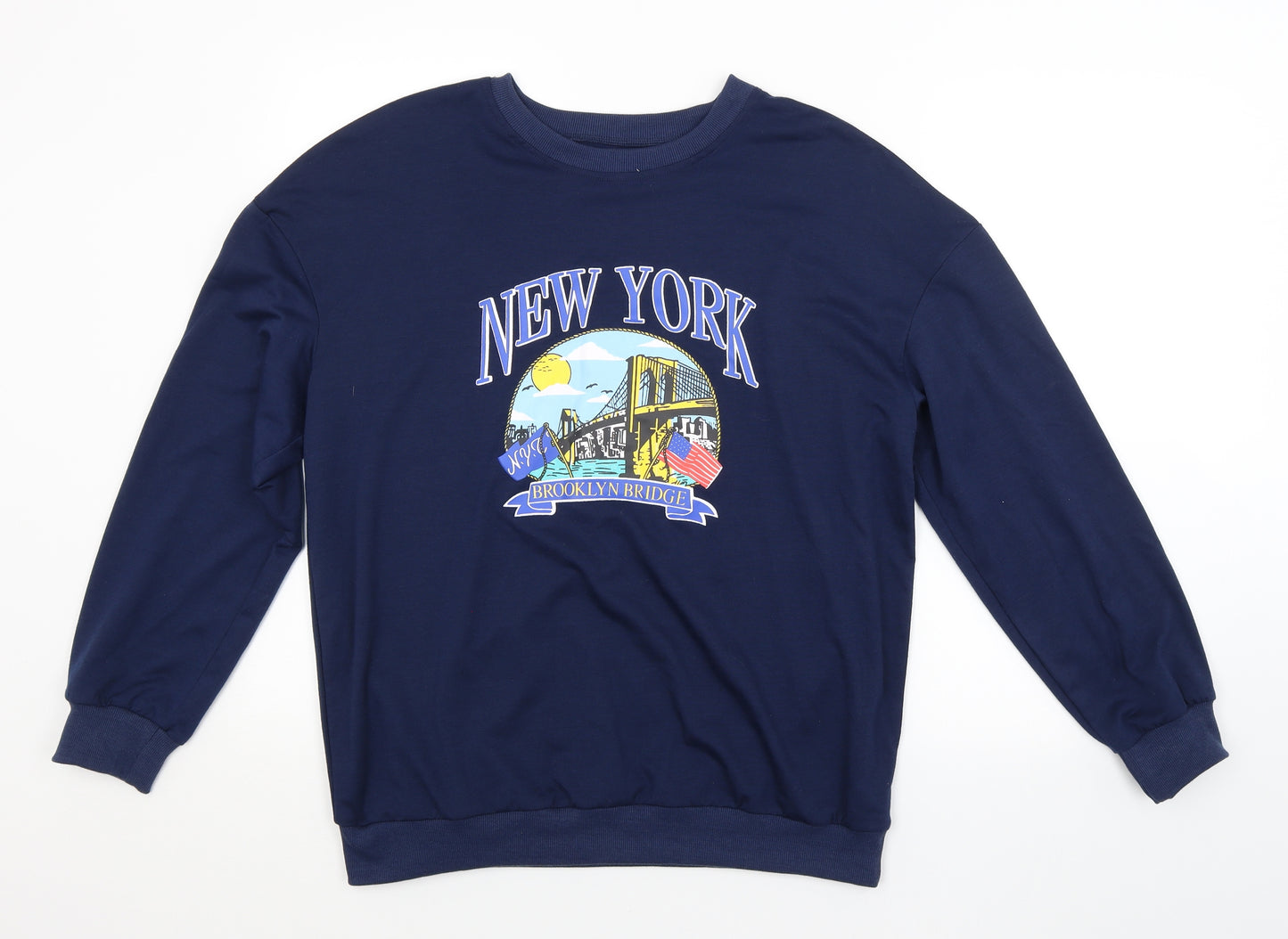SheIn Womens Blue   Pullover Hoodie Size L  - NEW YORK