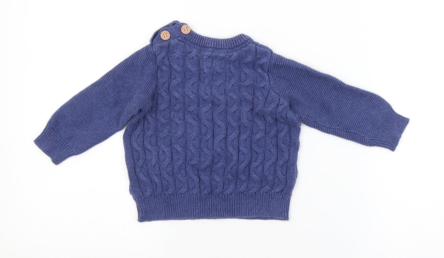 Mothercare  Blue Striped  Pullover Jumper Size 6-9 Months