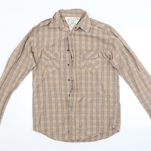 Linea Mens Brown Check   Button-Up Size M