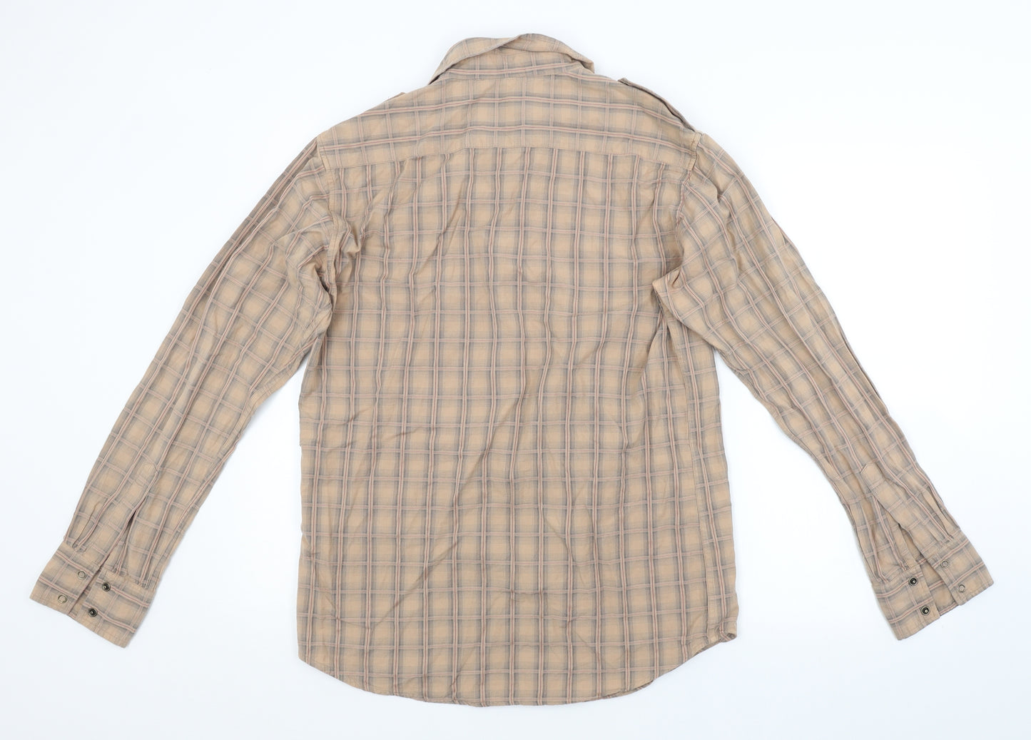Linea Mens Brown Check   Button-Up Size M