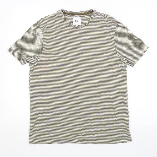 KIN Mens Green Striped   T-Shirt Size M