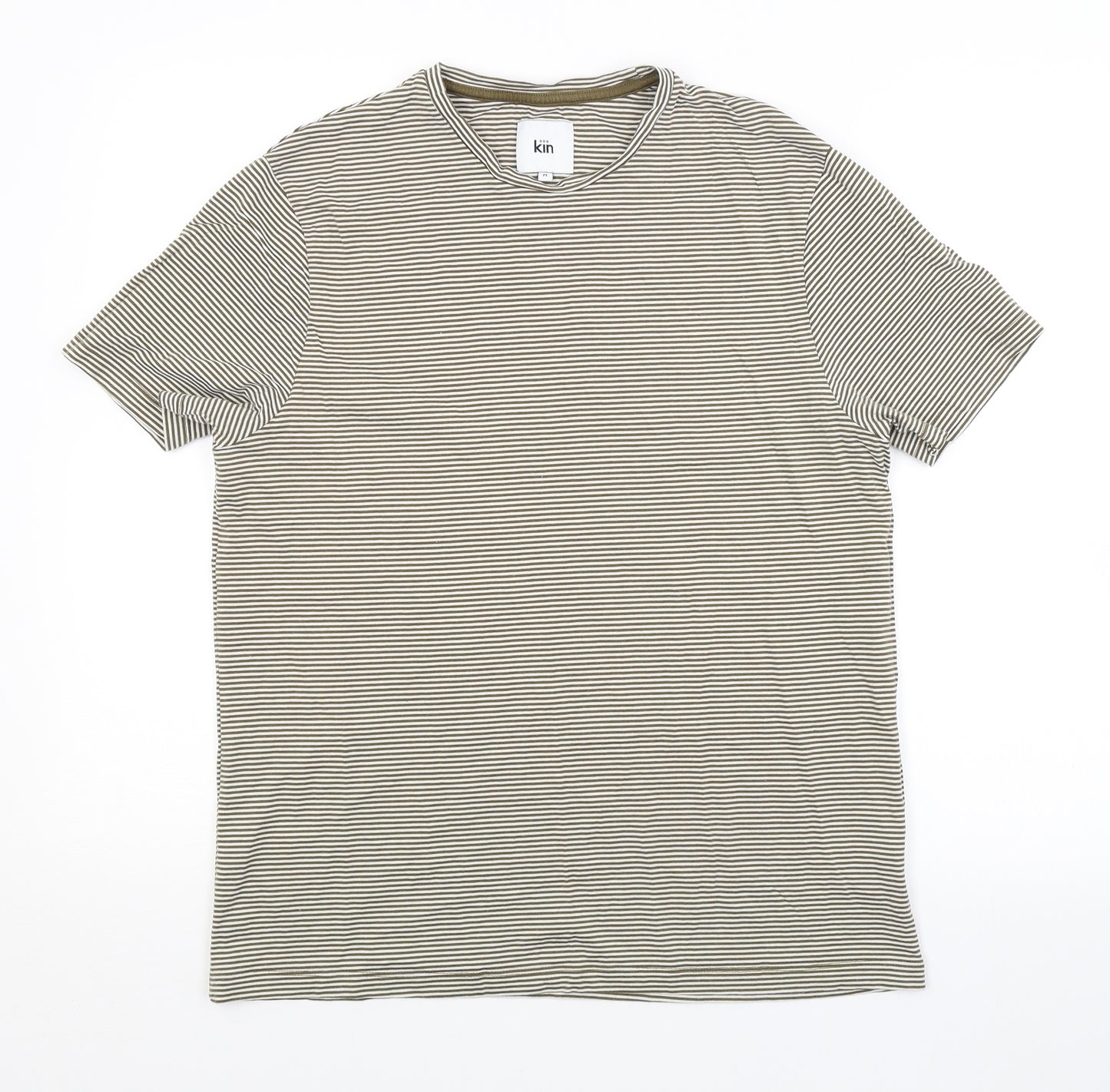 KIN Mens Green Striped   T-Shirt Size M