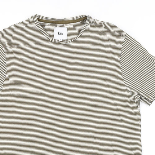 KIN Mens Green Striped   T-Shirt Size M