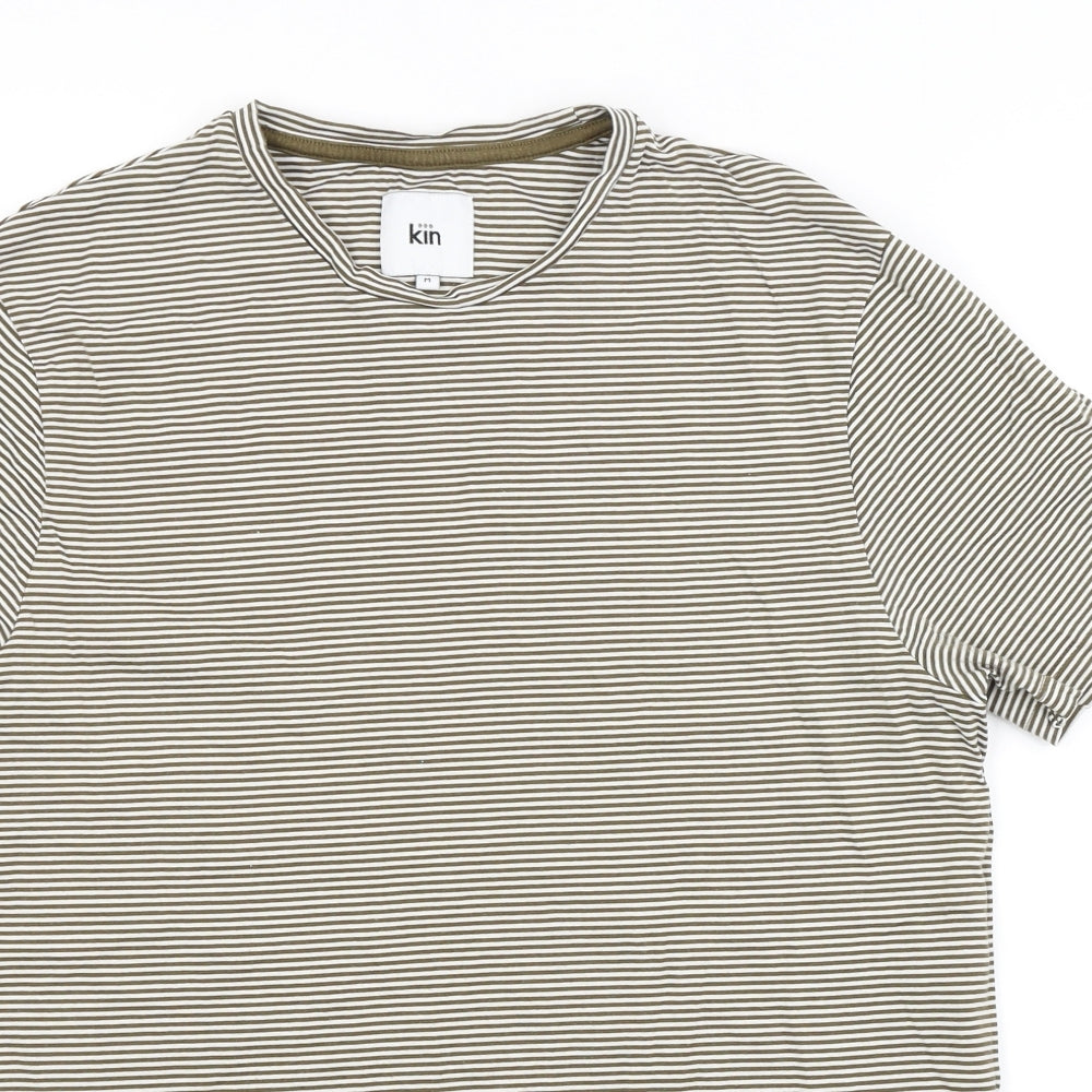 KIN Mens Green Striped   T-Shirt Size M