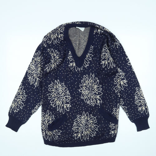 Country Casuals Womens Blue Argyle/Diamond  Pullover Jumper Size S