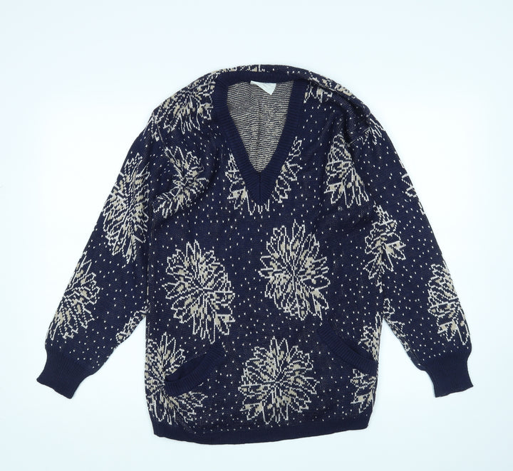 Country Casuals Womens Blue Argyle/Diamond  Pullover Jumper Size S