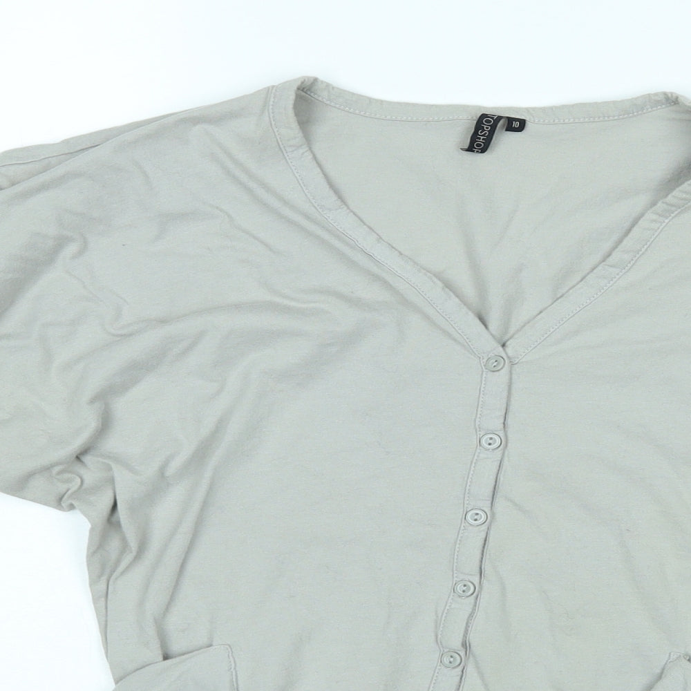 Topshop Womens Grey   Basic Button-Up Size 10