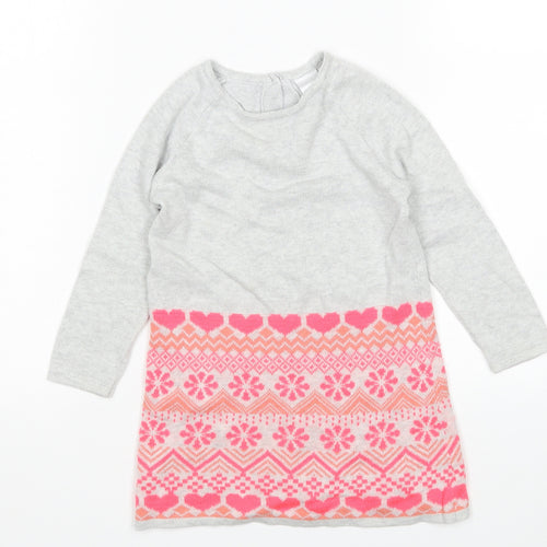 Preowrn Girls Multicoloured Argyle/Diamond  Jumper Dress  Size 18-24 Months