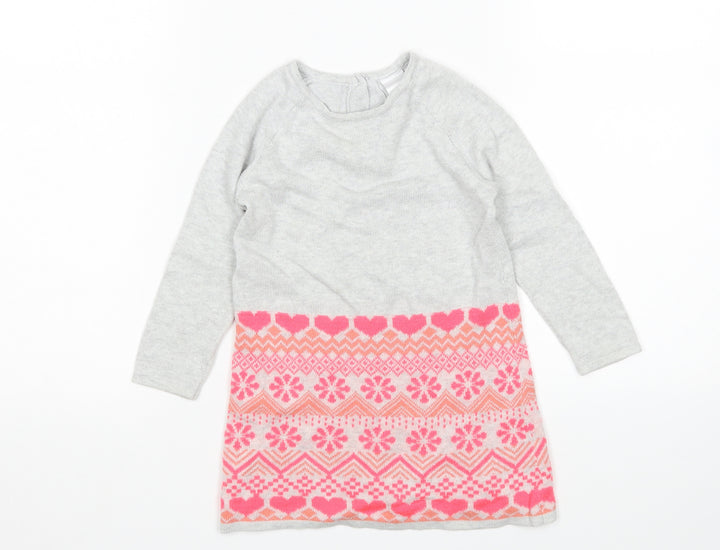 Preowrn Girls Multicoloured Argyle/Diamond Jumper Dress Size 18-24 Months