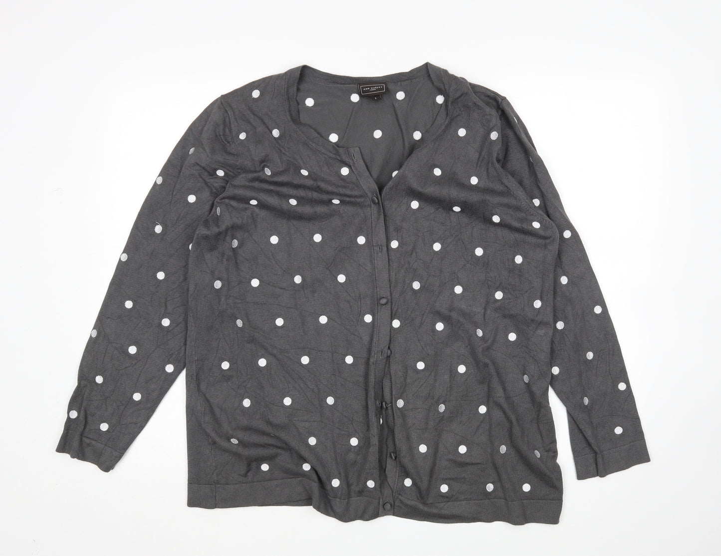 Ann Harvey Womens Grey Polka Dot  Cardigan Jumper Size S
