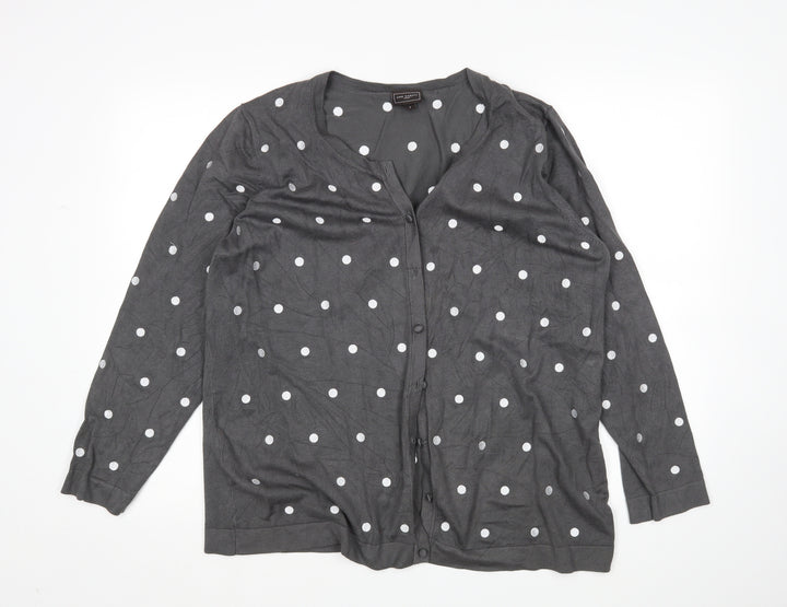 Ann Harvey Womens Grey Polka Dot  Cardigan Jumper Size S