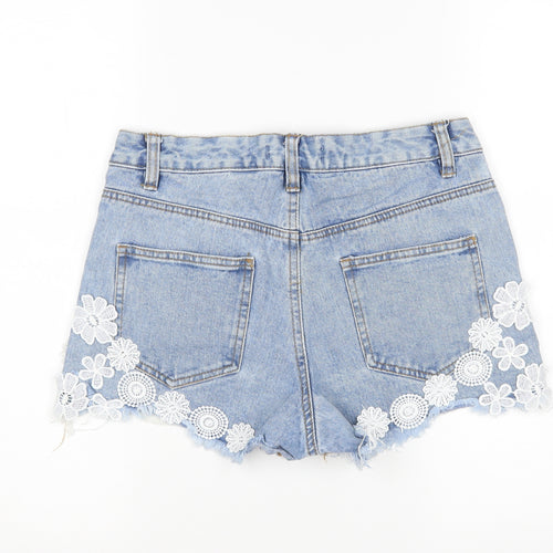Denim Co Womens Blue Floral  Cut-Off Shorts Size 8